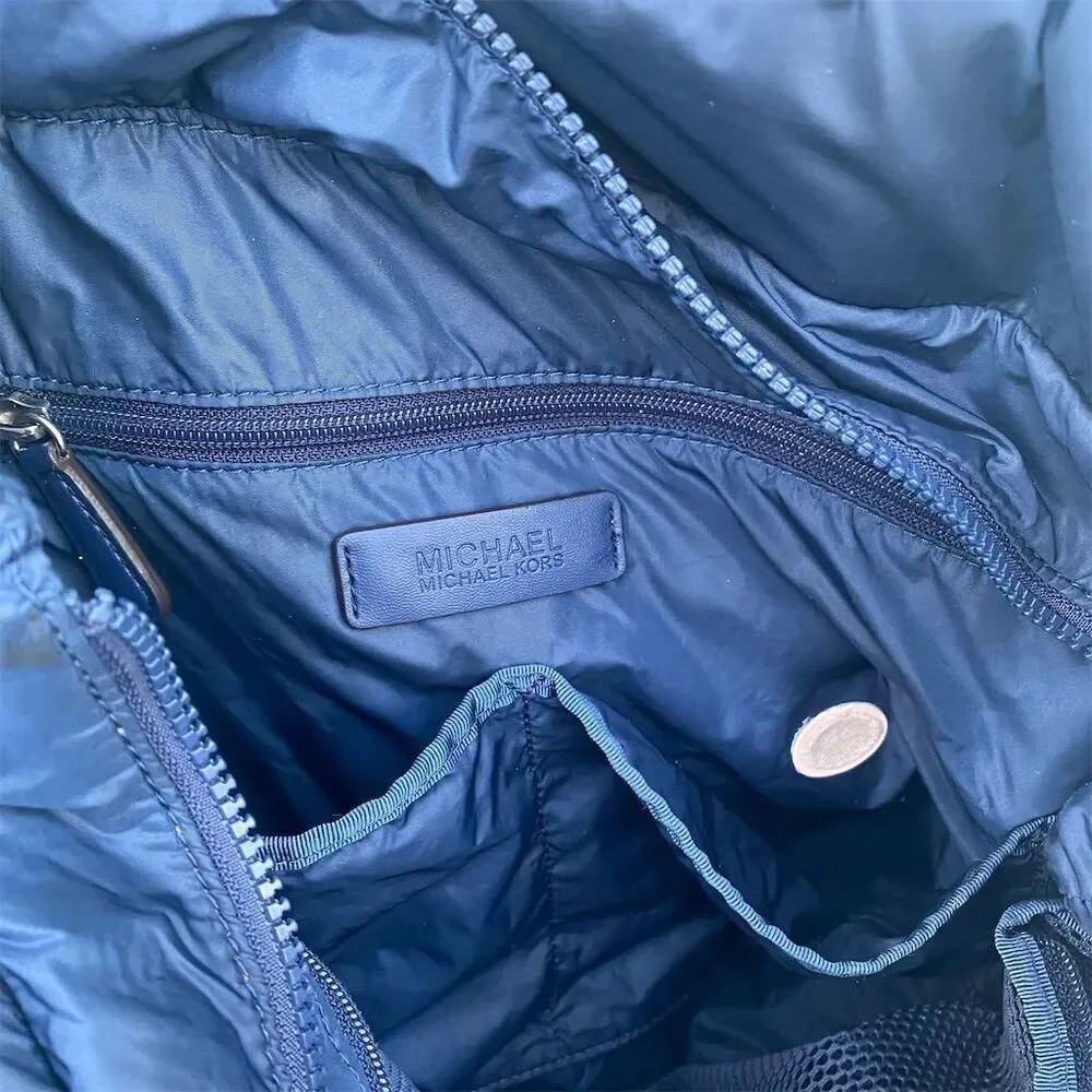 Michael Kors Roberts Large Navy Quilted Gym Tote Bag Double Handles